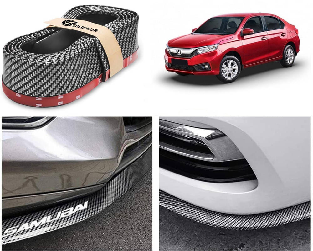     			Car Front Bumper Protector Lip | Car Samurai Bumper Protector | Black Car Body Kit Bumper Lip Side Skirt Rubber Compatible For Amaze 2018