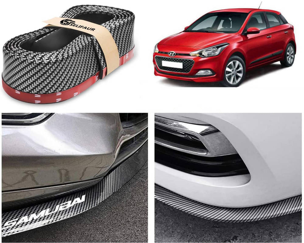     			Car Front Bumper Protector Lip | Car Samurai Bumper Protector | Black Car Body Kit Bumper Lip Side Skirt Rubber Compatible For I20 Elite