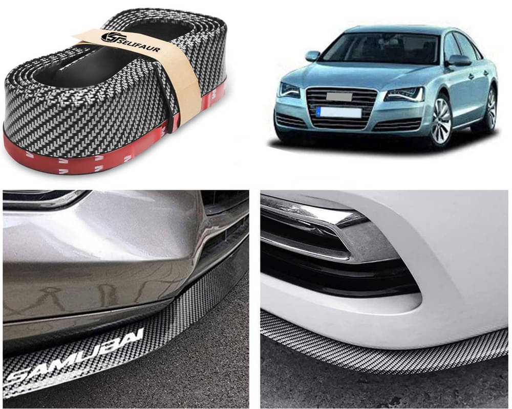     			Car Front Bumper Protector Lip | Car Samurai Bumper Protector | Black Car Body Kit Bumper Lip Side Skirt Rubber Compatible For A8