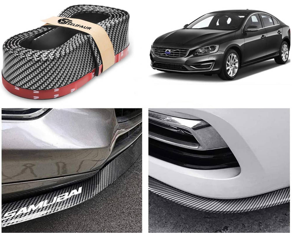     			Car Front Bumper Protector Lip | Car Samurai Bumper Protector | Black Car Body Kit Bumper Lip Side Skirt Rubber Compatible For V60