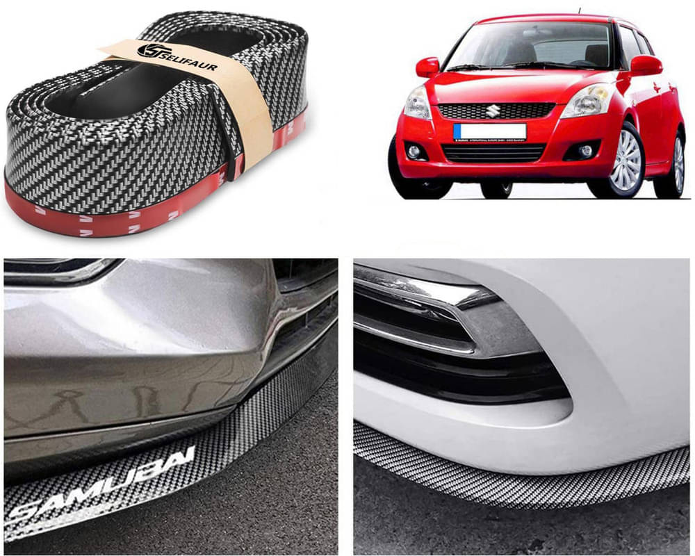     			Car Front Bumper Protector Lip | Car Samurai Bumper Protector | Black Car Body Kit Bumper Lip Side Skirt Rubber Compatible For Swift Type -2