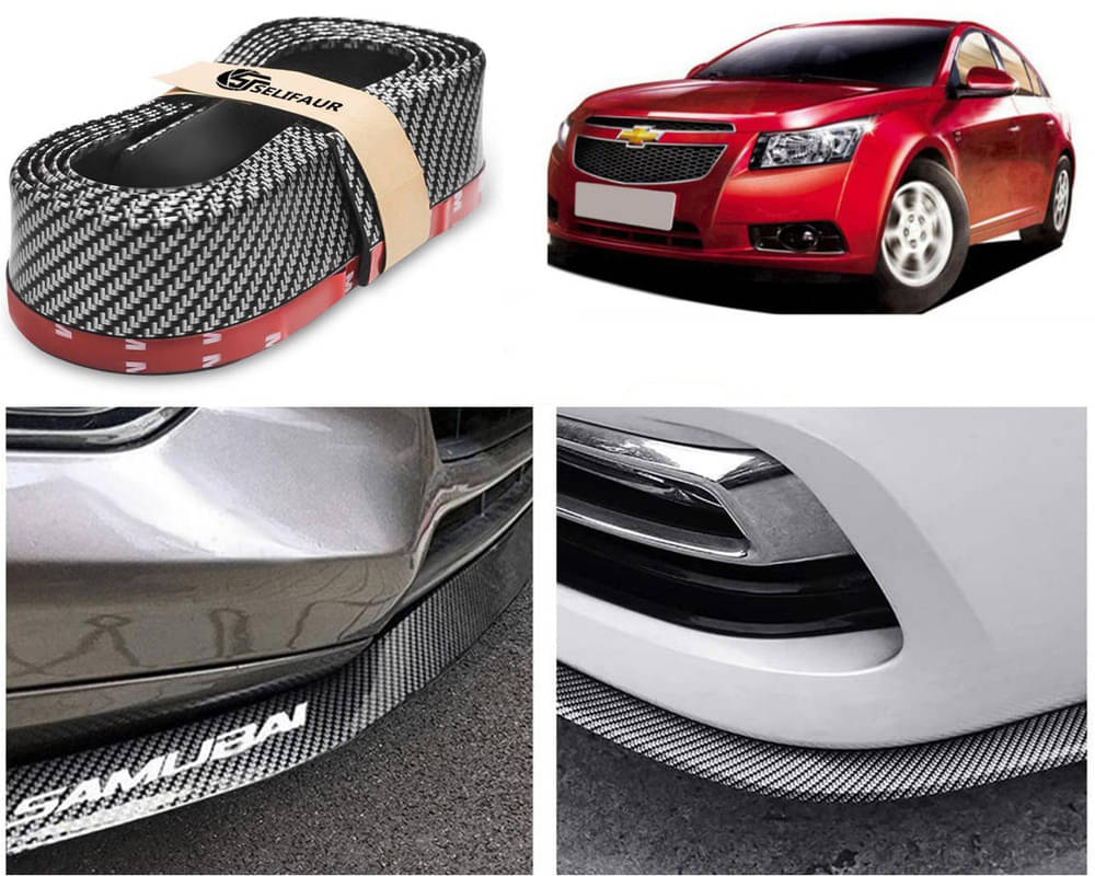    			Car Front Bumper Protector Lip | Car Samurai Bumper Protector | Black Car Body Kit Bumper Lip Side Skirt Rubber Compatible For Cruze