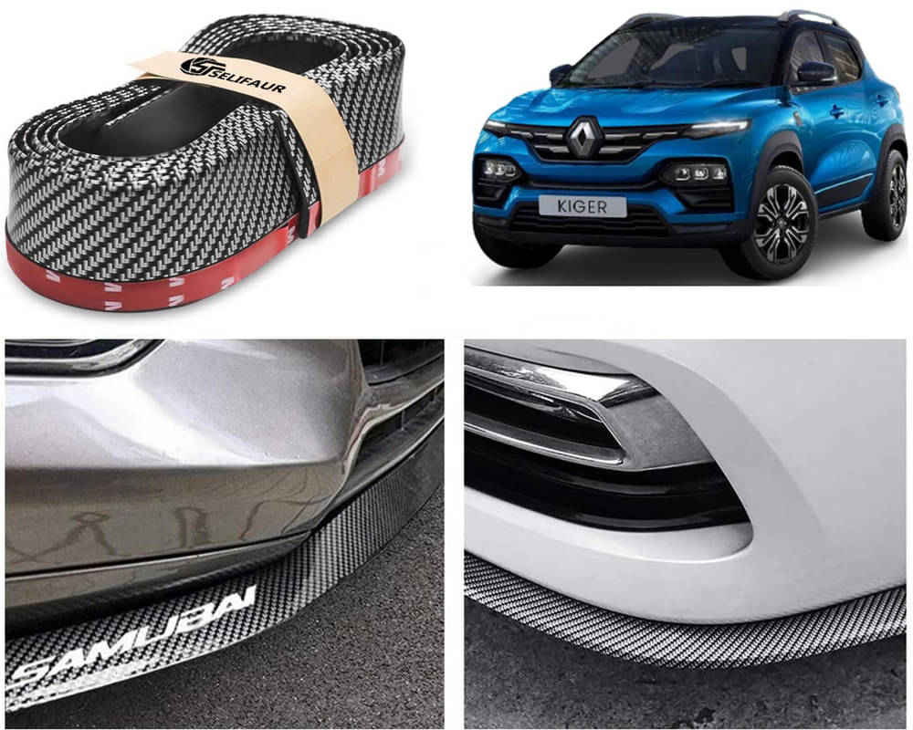     			Car Front Bumper Protector Lip | Car Samurai Bumper Protector | Black Car Body Kit Bumper Lip Side Skirt Rubber Compatible For Kiger