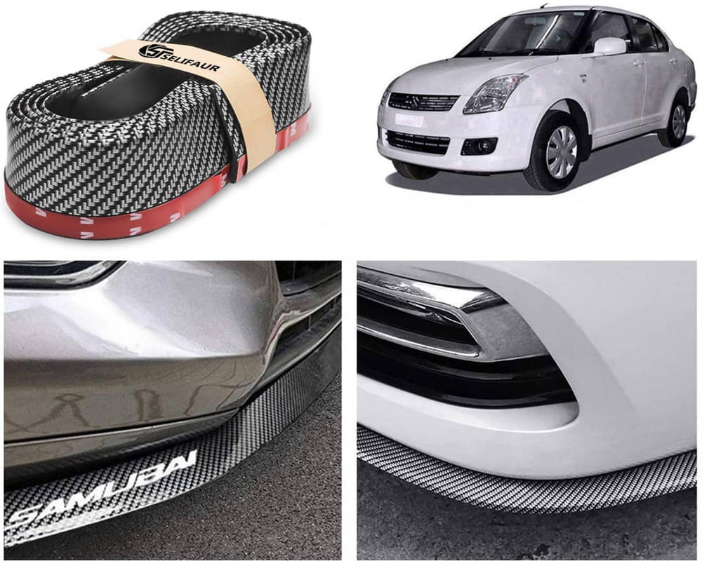     			Car Front Bumper Protector Lip | Car Samurai Bumper Protector | Black Car Body Kit Bumper Lip Side Skirt Rubber Compatible For Swift Dzire Type -1