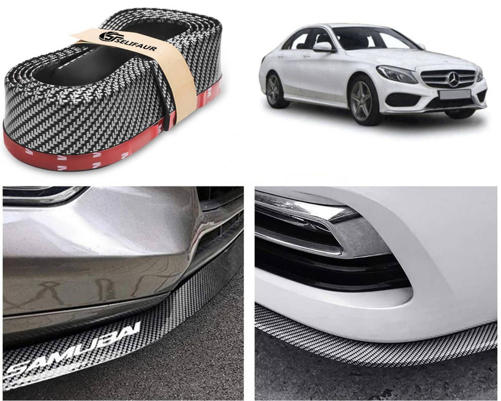     			Car Front Bumper Protector Lip | Car Samurai Bumper Protector | Black Car Body Kit Bumper Lip Side Skirt Rubber Compatible For C220