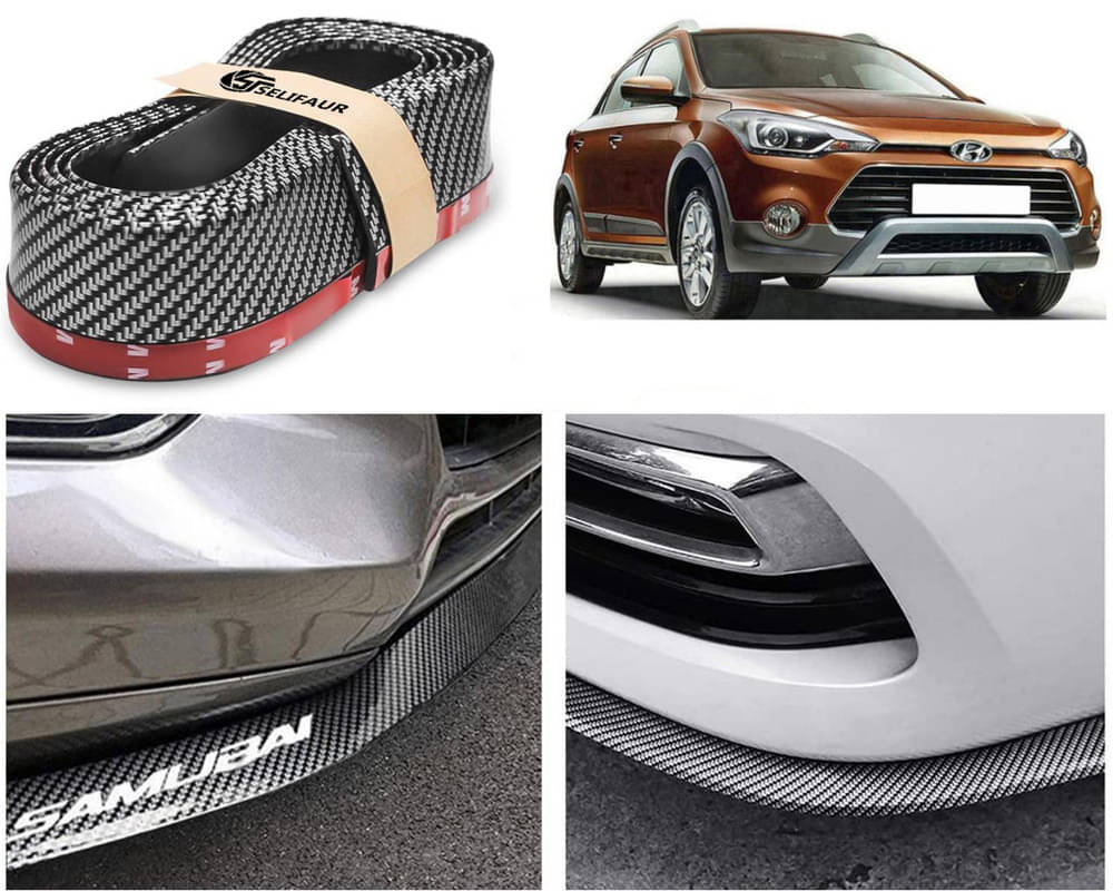     			Car Front Bumper Protector Lip | Car Samurai Bumper Protector | Black Car Body Kit Bumper Lip Side Skirt Rubber Compatible For I20 Active