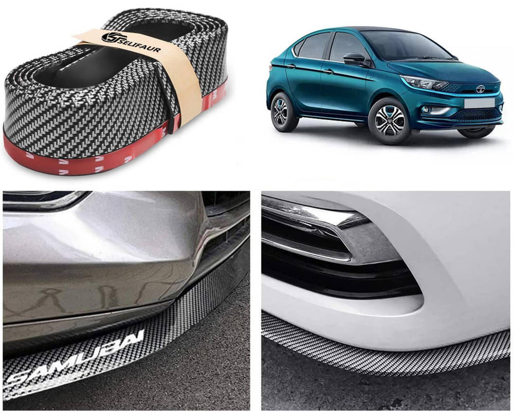    			Car Front Bumper Protector Lip | Car Samurai Bumper Protector | Black Car Body Kit Bumper Lip Side Skirt Rubber Compatible For Tiago EV