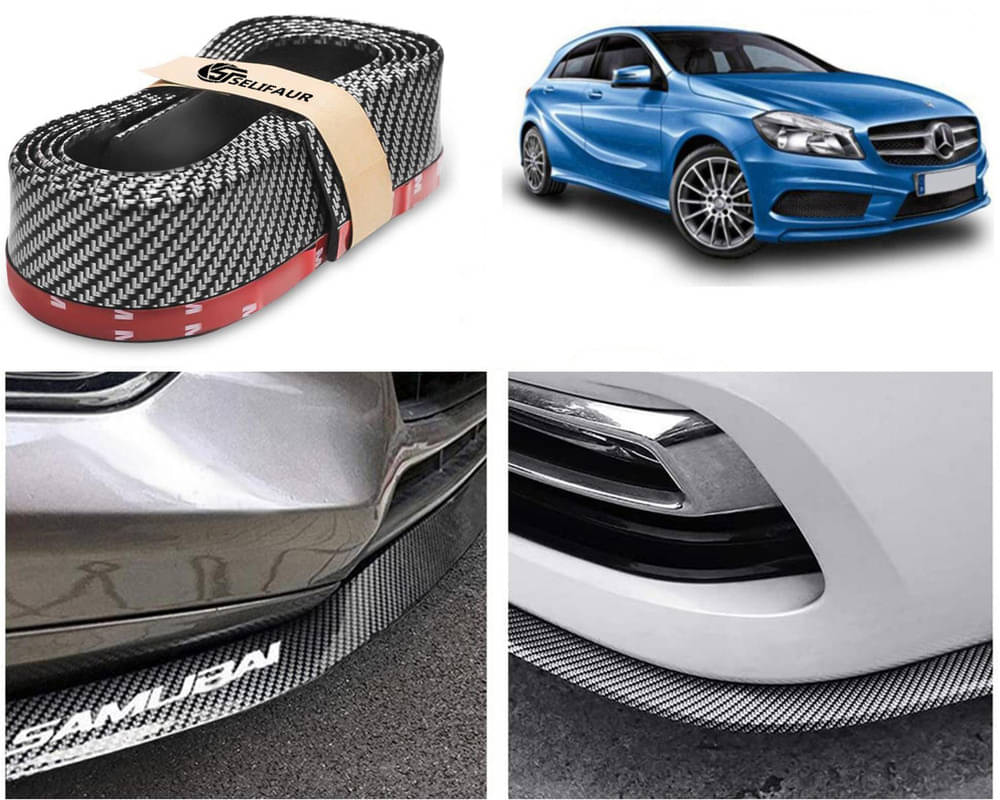     			Car Front Bumper Protector Lip | Car Samurai Bumper Protector | Black Car Body Kit Bumper Lip Side Skirt Rubber Compatible For Benz A180