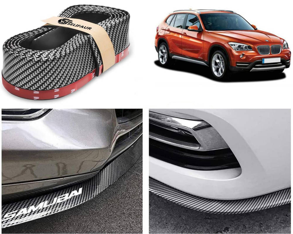     			Car Front Bumper Protector Lip | Car Samurai Bumper Protector | Black Car Body Kit Bumper Lip Side Skirt Rubber Compatible For X1