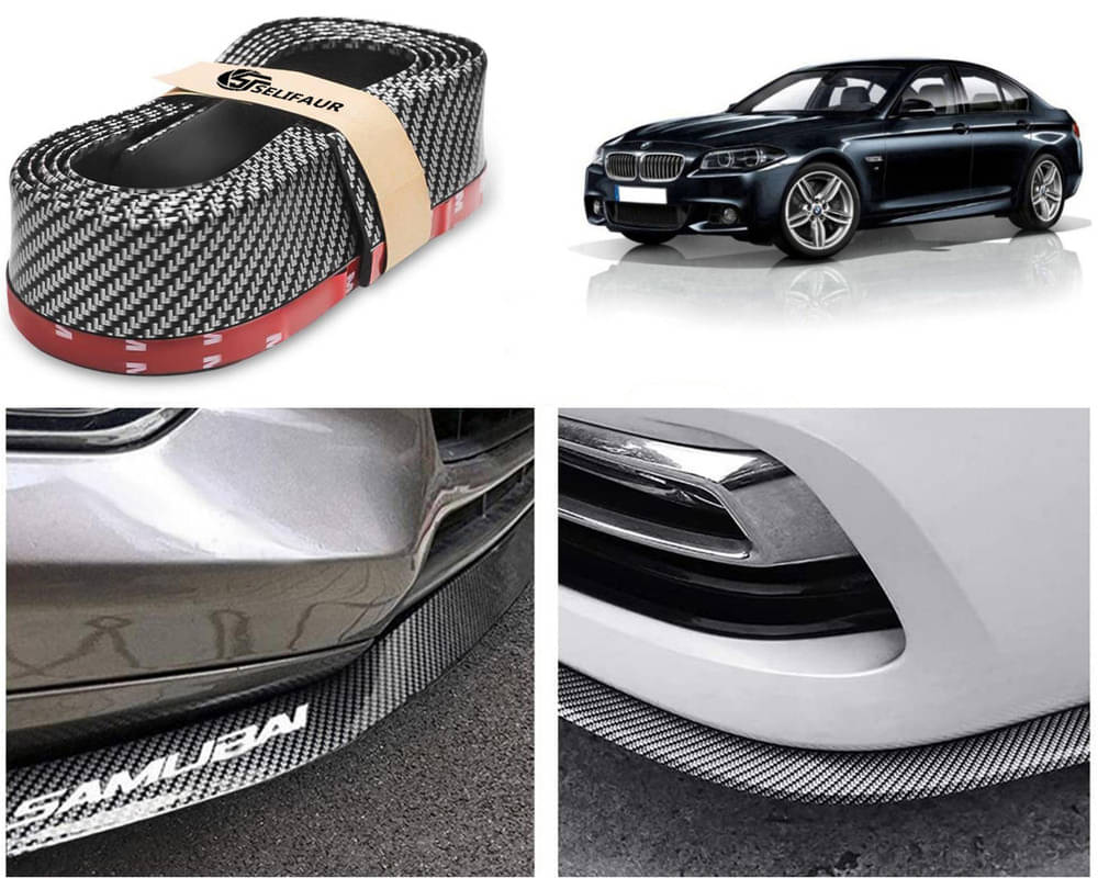     			Car Front Bumper Protector Lip | Car Samurai Bumper Protector | Black Car Body Kit Bumper Lip Side Skirt Rubber Compatible For 5 Series