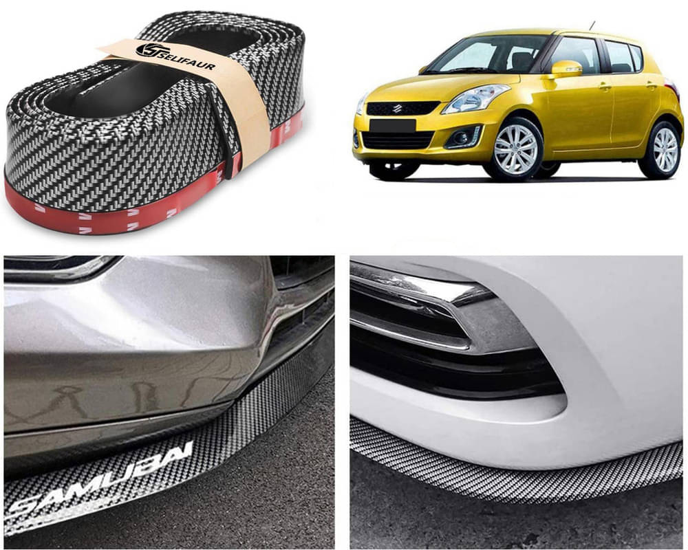     			Car Front Bumper Protector Lip | Car Samurai Bumper Protector | Black Car Body Kit Bumper Lip Side Skirt Rubber Compatible For Swift Type -4