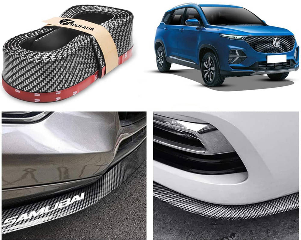     			Car Front Bumper Protector Lip | Car Samurai Bumper Protector | Black Car Body Kit Bumper Lip Side Skirt Rubber Compatible For MG Hector Plus