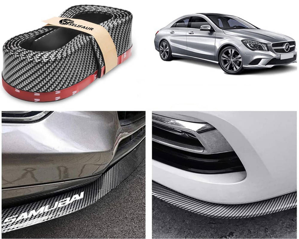     			Car Front Bumper Protector Lip | Car Samurai Bumper Protector | Black Car Body Kit Bumper Lip Side Skirt Rubber Compatible For CLA-Class