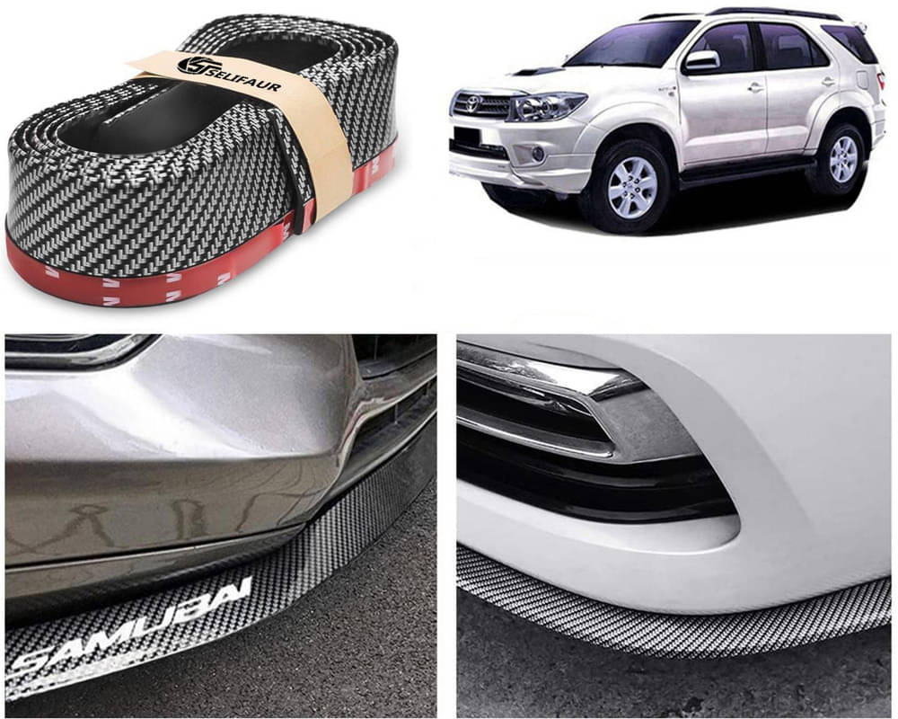     			Car Front Bumper Protector Lip | Car Samurai Bumper Protector | Black Car Body Kit Bumper Lip Side Skirt Rubber Compatible For Fortuner Old