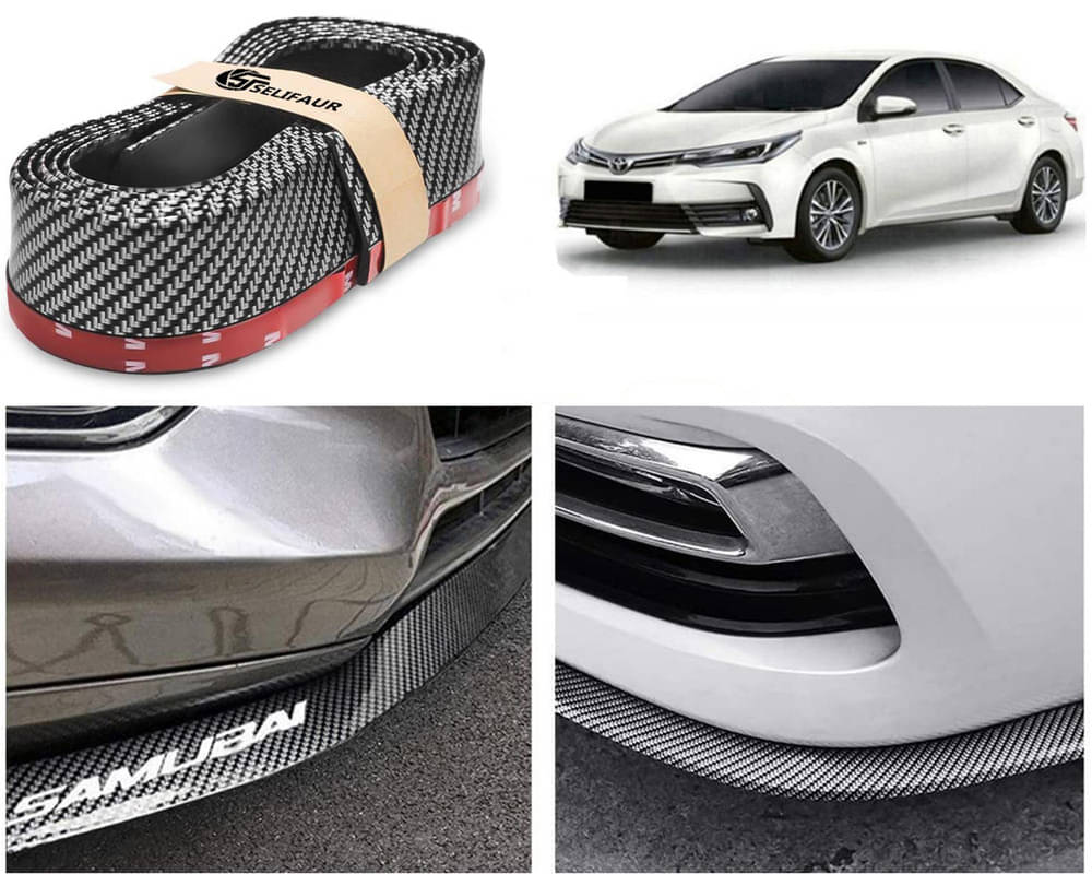 Car Front Bumper Protector Lip | Car Samurai Bumper Protector | Black Car Body Kit Bumper Lip Side Skirt Rubber Compatible For Corolla Altis 2015 Car Front Bumper Protector Lip | Car Samurai Bumper Protector | Black Car Body Kit Bumper Lip Side Skirt Rubber Compatible For Corolla Altis 2015
