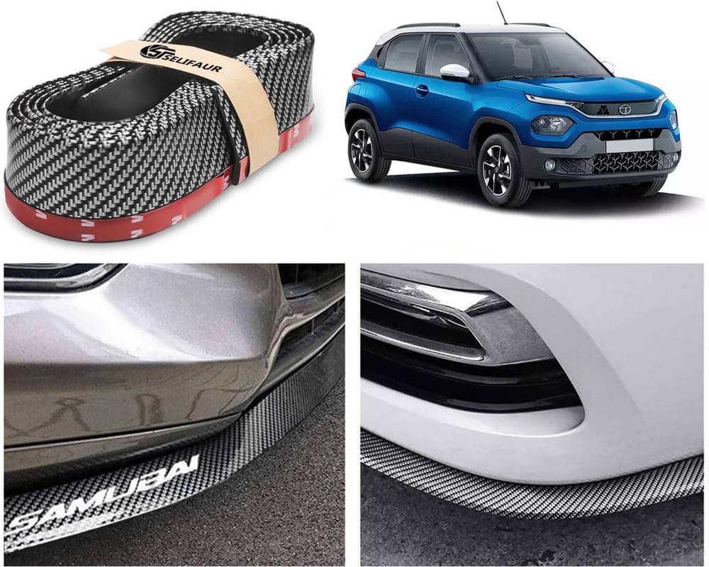     			Car Front Bumper Protector Lip | Car Samurai Bumper Protector | Black Car Body Kit Bumper Lip Side Skirt Rubber Compatible For Punch