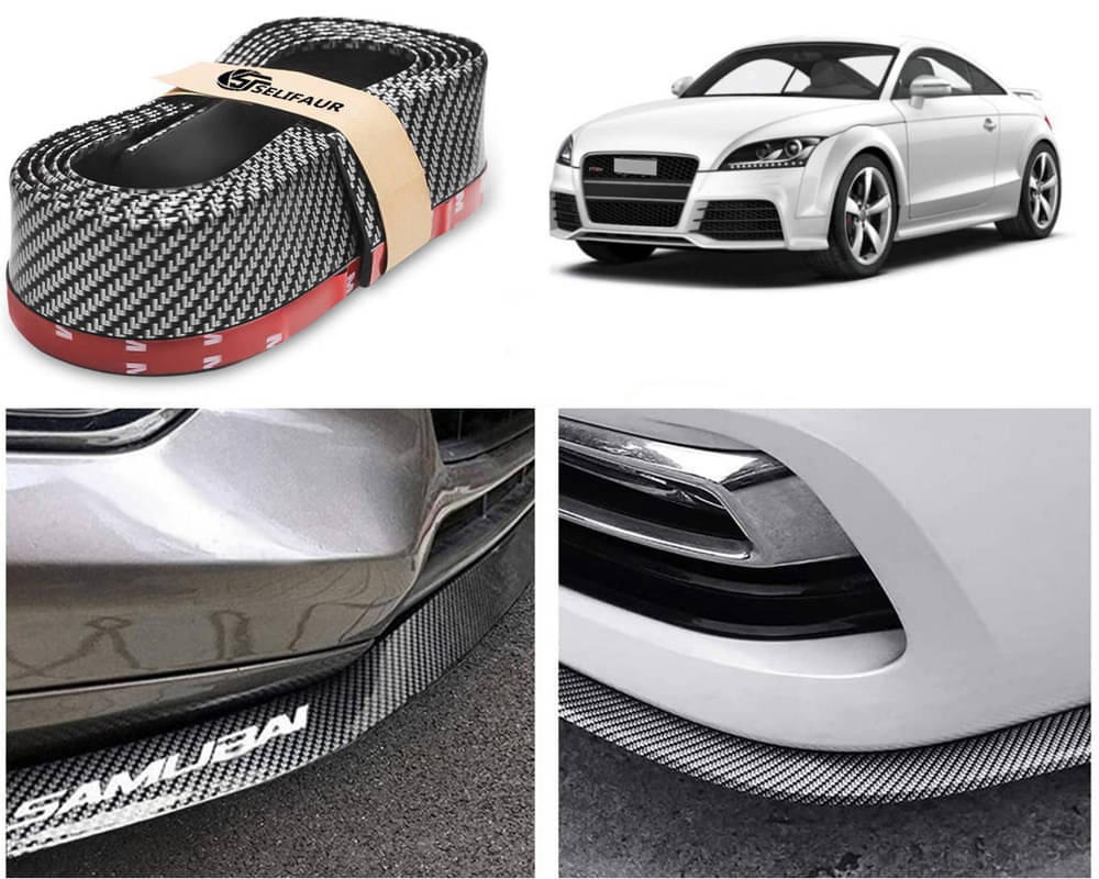     			Car Front Bumper Protector Lip | Car Samurai Bumper Protector | Black Car Body Kit Bumper Lip Side Skirt Rubber Compatible For TT