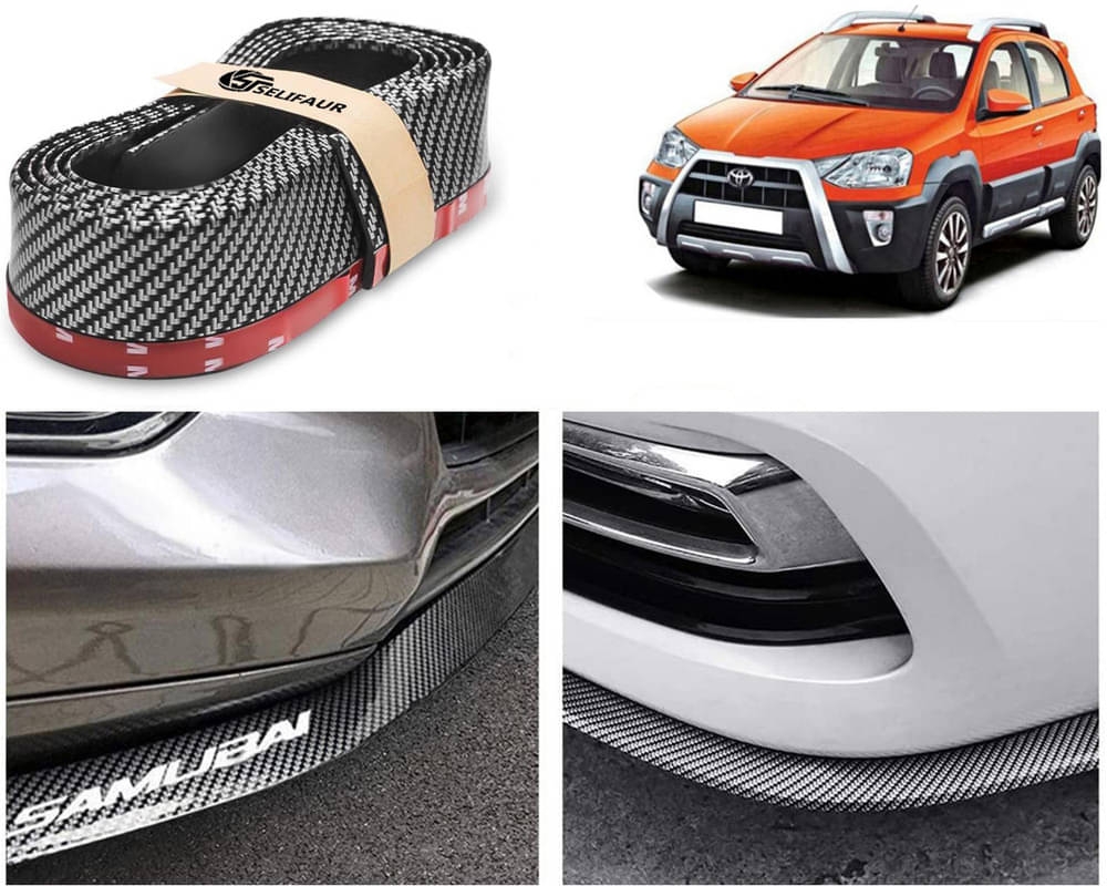     			Car Front Bumper Protector Lip | Car Samurai Bumper Protector | Black Car Body Kit Bumper Lip Side Skirt Rubber Compatible For Etios Cross