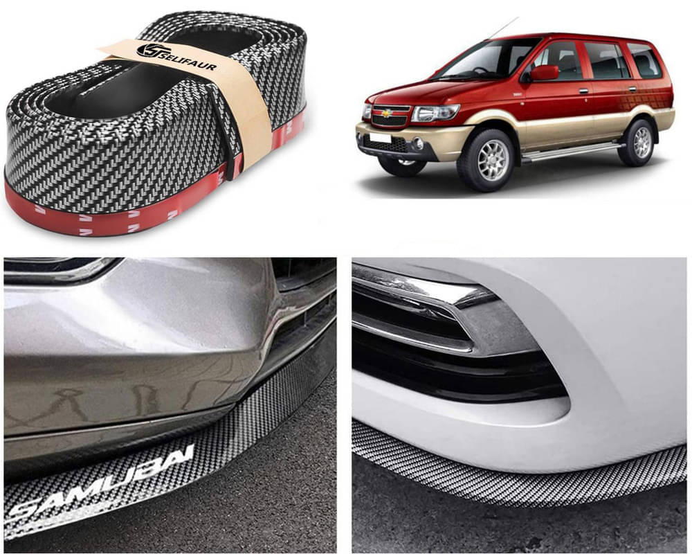     			Car Front Bumper Protector Lip | Car Samurai Bumper Protector | Black Car Body Kit Bumper Lip Side Skirt Rubber Compatible For Tavera