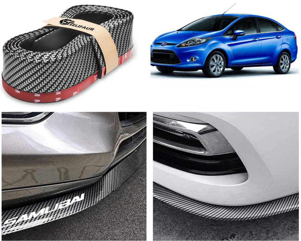     			Car Front Bumper Protector Lip | Car Samurai Bumper Protector | Black Car Body Kit Bumper Lip Side Skirt Rubber Compatible For Fiesta Old