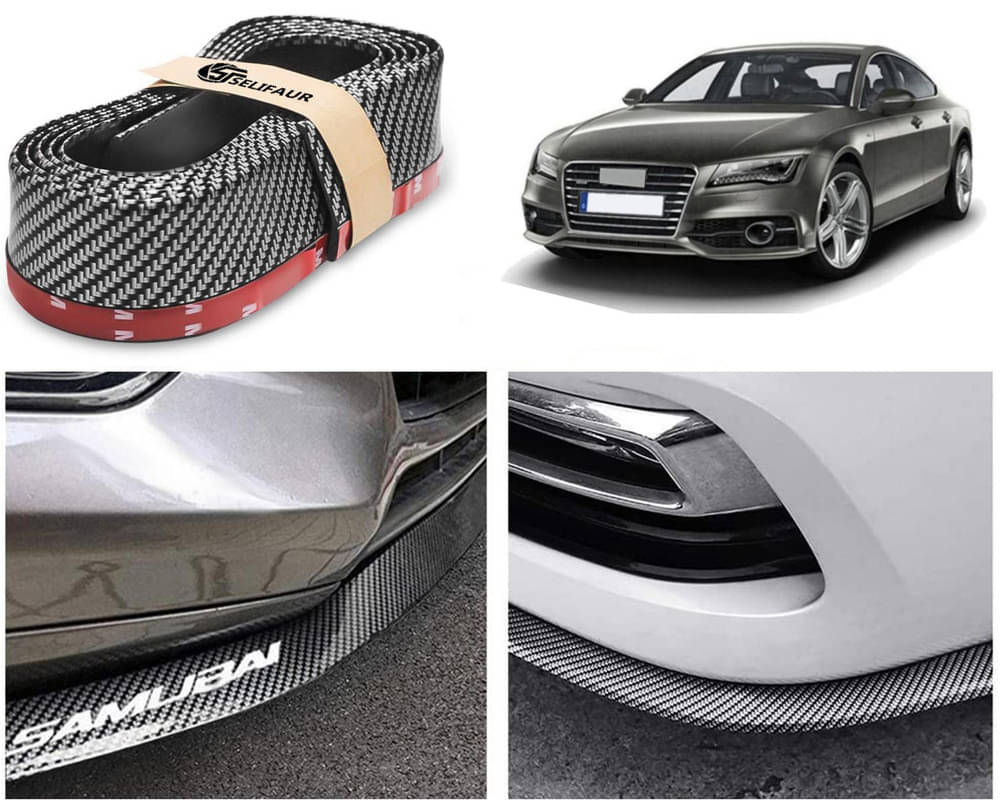     			Car Front Bumper Protector Lip | Car Samurai Bumper Protector | Black Car Body Kit Bumper Lip Side Skirt Rubber Compatible For A7