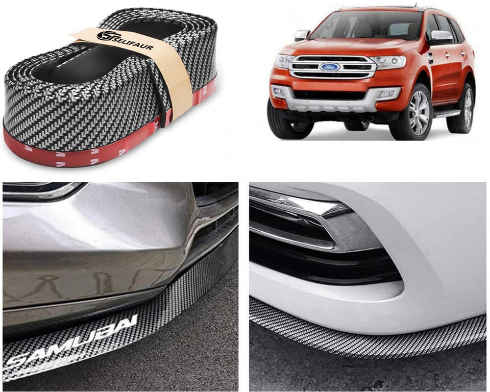 Car Front Bumper Protector Lip | Car Samurai Bumper Protector | Black Car Body Kit Bumper Lip Side Skirt Rubber Compatible For Endeavour 2017 Car Front Bumper Protector Lip | Car Samurai Bumper Protector | Black Car Body Kit Bumper Lip Side Skirt Rubber Compatible For Endeavour 2017