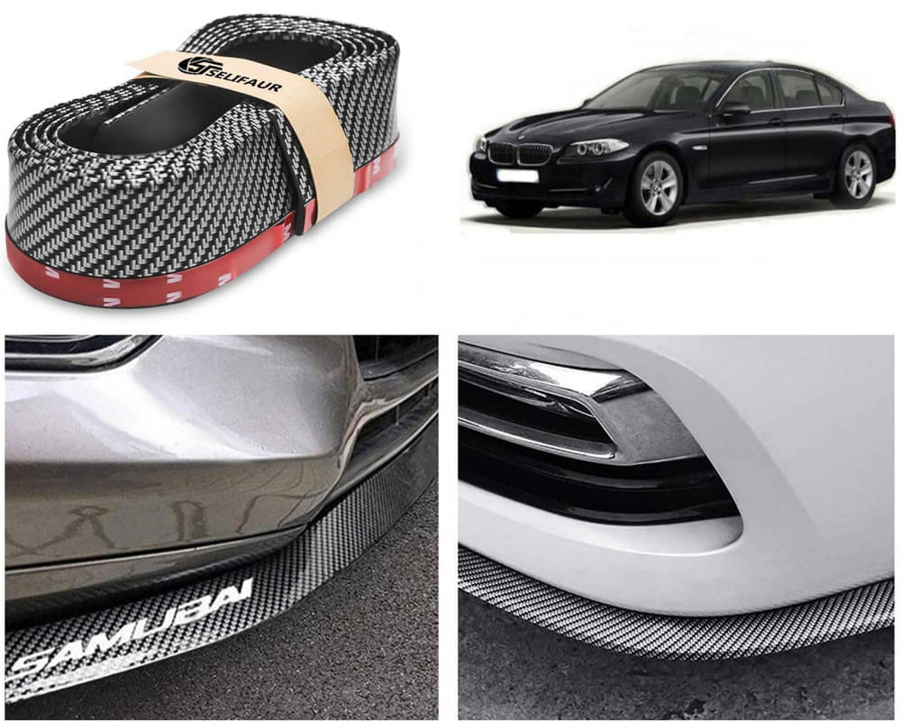     			Car Front Bumper Protector Lip | Car Samurai Bumper Protector | Black Car Body Kit Bumper Lip Side Skirt Rubber Compatible For 520i