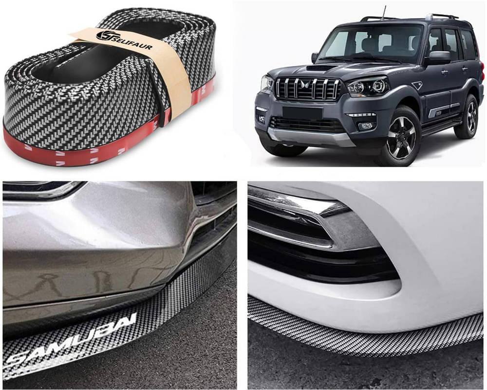     			Car Front Bumper Protector Lip | Car Samurai Bumper Protector | Black Car Body Kit Bumper Lip Side Skirt Rubber Compatible For Scorpio Classic