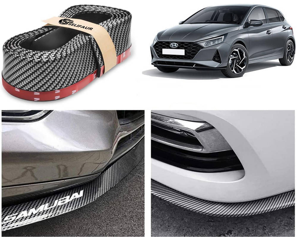 Car Front Bumper Protector Lip | Car Samurai Bumper Protector | Black Car Body Kit Bumper Lip Side Skirt Rubber Compatible For I20 Type-3(2020) Car Front Bumper Protector Lip | Car Samurai Bumper Protector | Black Car Body Kit Bumper Lip Side Skirt Rubber Compatible For I20 Type-3(2020)