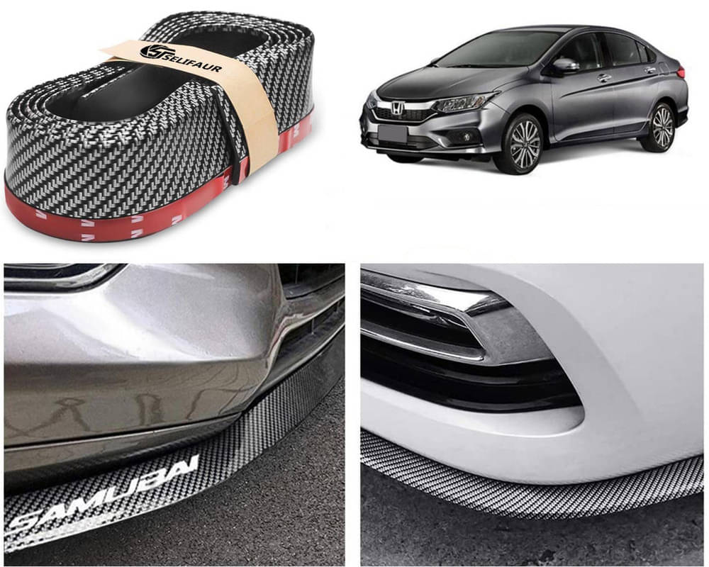     			Car Front Bumper Protector Lip | Car Samurai Bumper Protector | Black Car Body Kit Bumper Lip Side Skirt Rubber Compatible For City Ivtec 2019