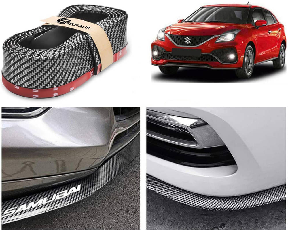     			Car Front Bumper Protector Lip | Car Samurai Bumper Protector | Black Car Body Kit Bumper Lip Side Skirt Rubber Compatible For Baleno RS 2019