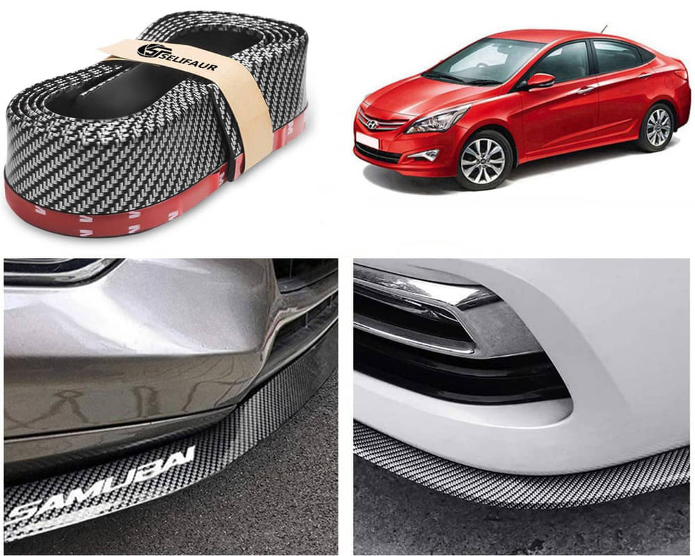     			Car Front Bumper Protector Lip | Car Samurai Bumper Protector | Black Car Body Kit Bumper Lip Side Skirt Rubber Compatible For Verna Fluidic 4S