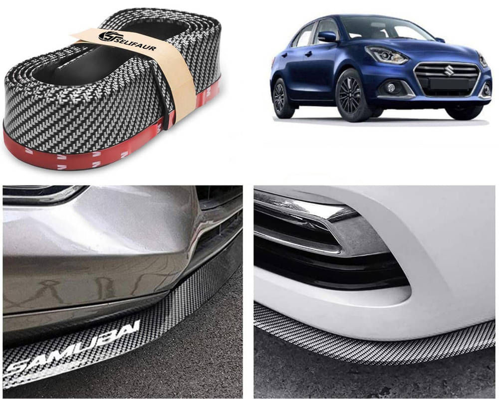     			Car Front Bumper Protector Lip | Car Samurai Bumper Protector | Black Car Body Kit Bumper Lip Side Skirt Rubber Compatible For Swift Dzire 2020
