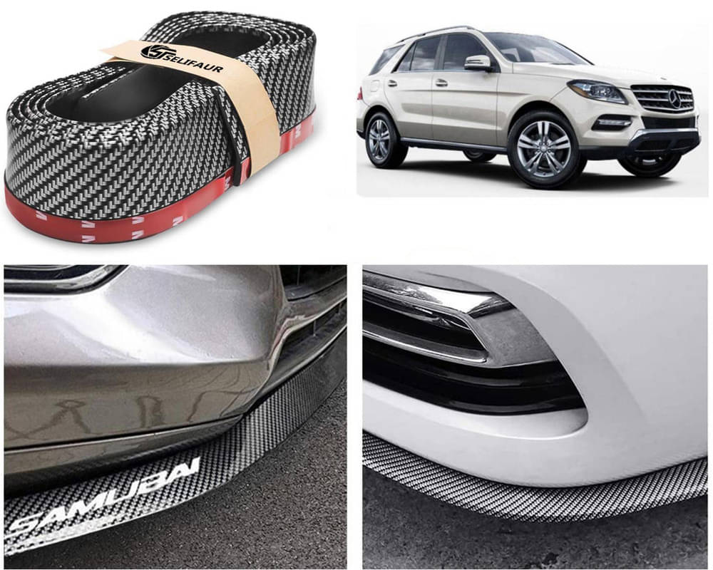     			Car Front Bumper Protector Lip | Car Samurai Bumper Protector | Black Car Body Kit Bumper Lip Side Skirt Rubber Compatible For Benz ML