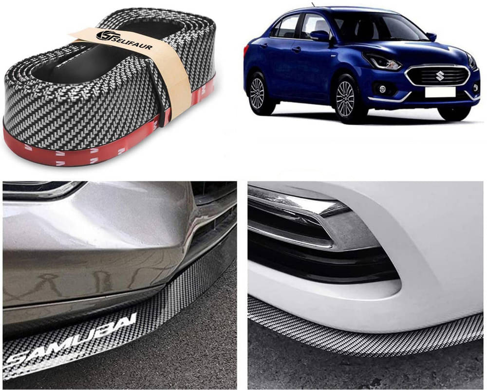    			Car Front Bumper Protector Lip | Car Samurai Bumper Protector | Black Car Body Kit Bumper Lip Side Skirt Rubber Compatible For Swift Dzire 2017