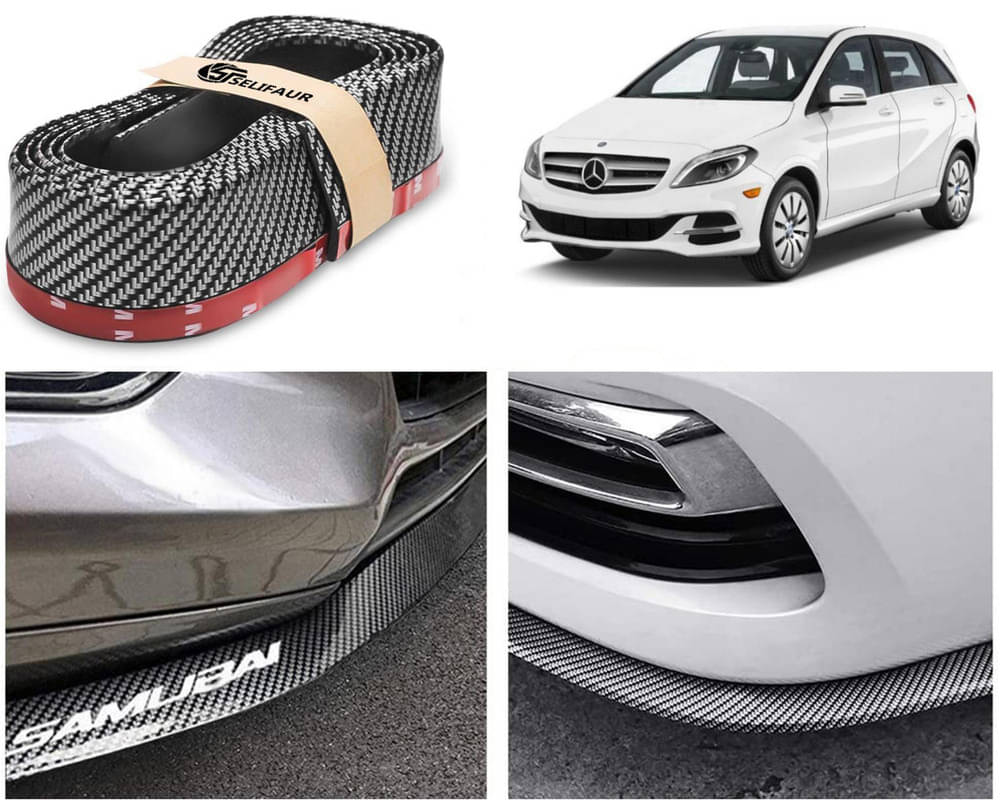     			Car Front Bumper Protector Lip | Car Samurai Bumper Protector | Black Car Body Kit Bumper Lip Side Skirt Rubber Compatible For benz b-class