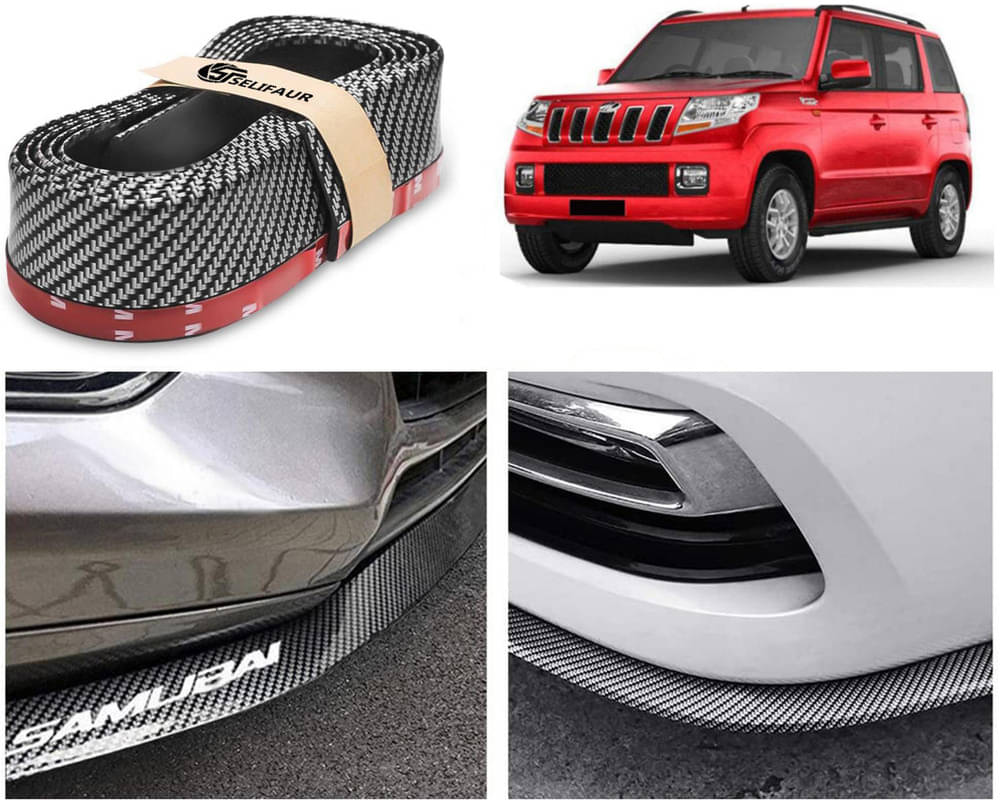    			Car Front Bumper Protector Lip | Car Samurai Bumper Protector | Black Car Body Kit Bumper Lip Side Skirt Rubber Compatible For TUV-300