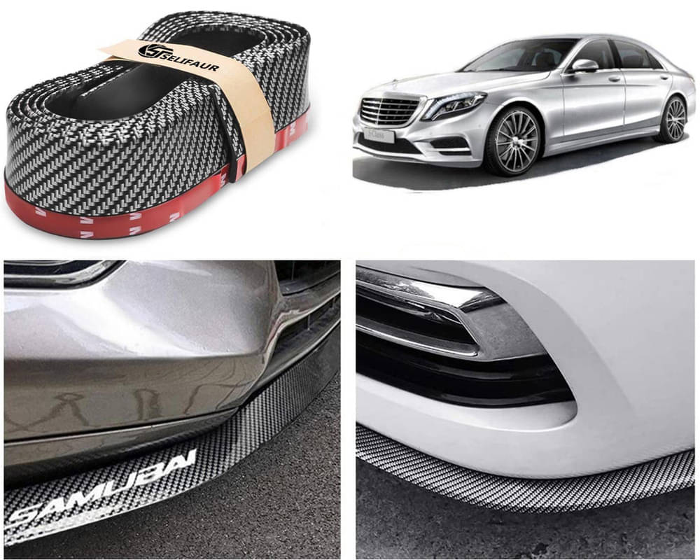     			Car Front Bumper Protector Lip | Car Samurai Bumper Protector | Black Car Body Kit Bumper Lip Side Skirt Rubber Compatible For Benz S300