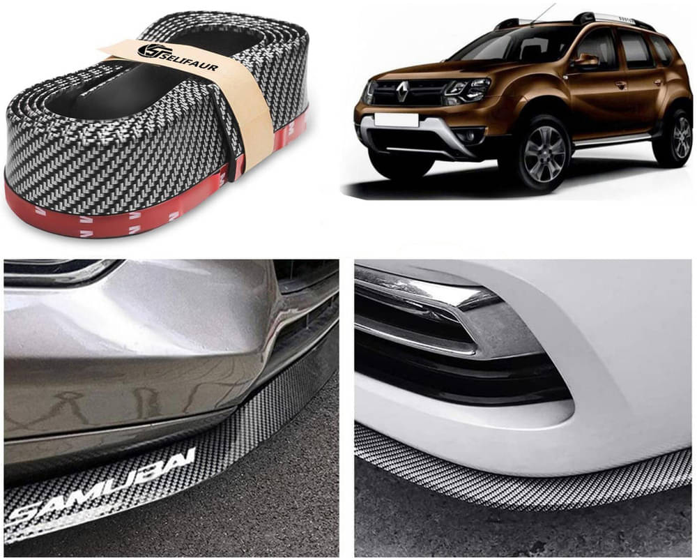     			Car Front Bumper Protector Lip | Car Samurai Bumper Protector | Black Car Body Kit Bumper Lip Side Skirt Rubber Compatible For Duster 2016