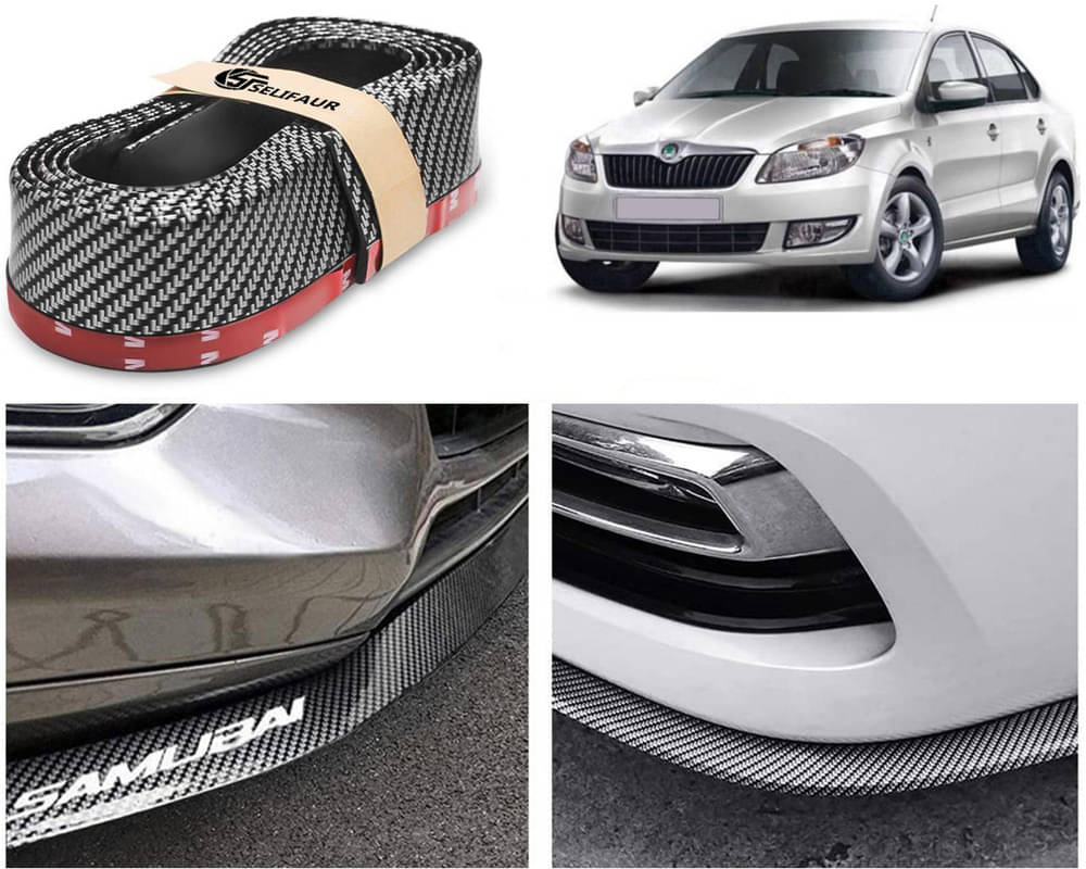     			Car Front Bumper Protector Lip | Car Samurai Bumper Protector | Black Car Body Kit Bumper Lip Side Skirt Rubber Compatible For Rapid