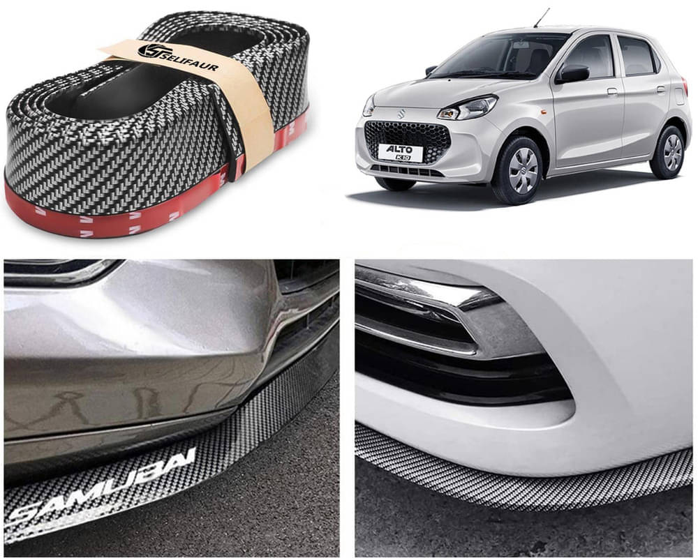     			Car Front Bumper Protector Lip | Car Samurai Bumper Protector | Black Car Body Kit Bumper Lip Side Skirt Rubber Compatible For Alto K10 2022