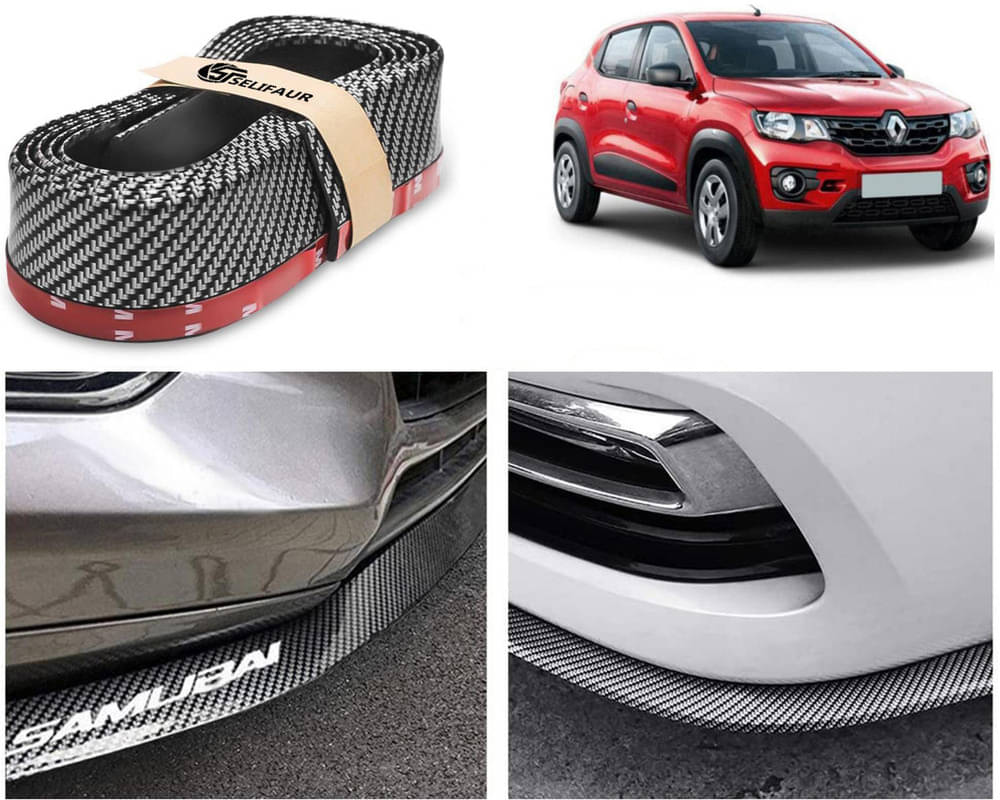    			Car Front Bumper Protector Lip | Car Samurai Bumper Protector | Black Car Body Kit Bumper Lip Side Skirt Rubber Compatible For Kwid 2018