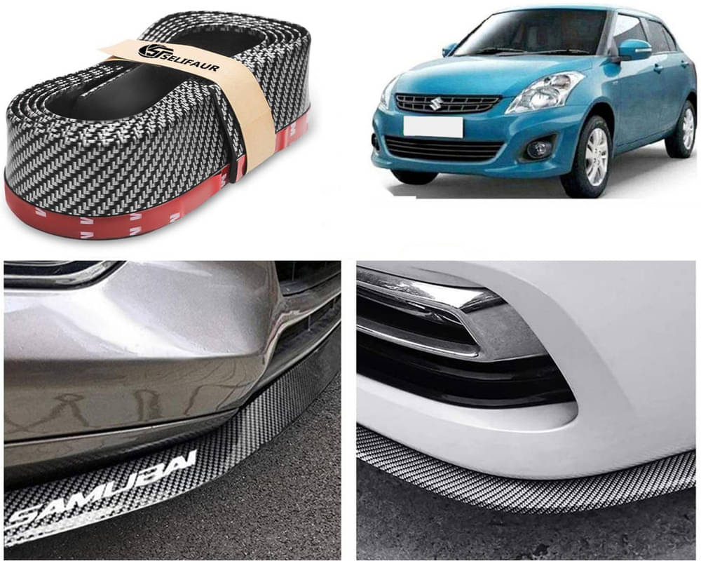     			Car Front Bumper Protector Lip | Car Samurai Bumper Protector | Black Car Body Kit Bumper Lip Side Skirt Rubber Compatible For Swift Dzire Type -2