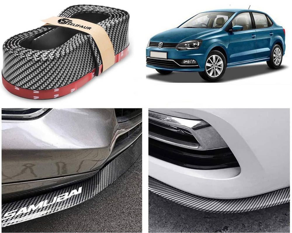     			Car Front Bumper Protector Lip | Car Samurai Bumper Protector | Black Car Body Kit Bumper Lip Side Skirt Rubber Compatible For Ameo