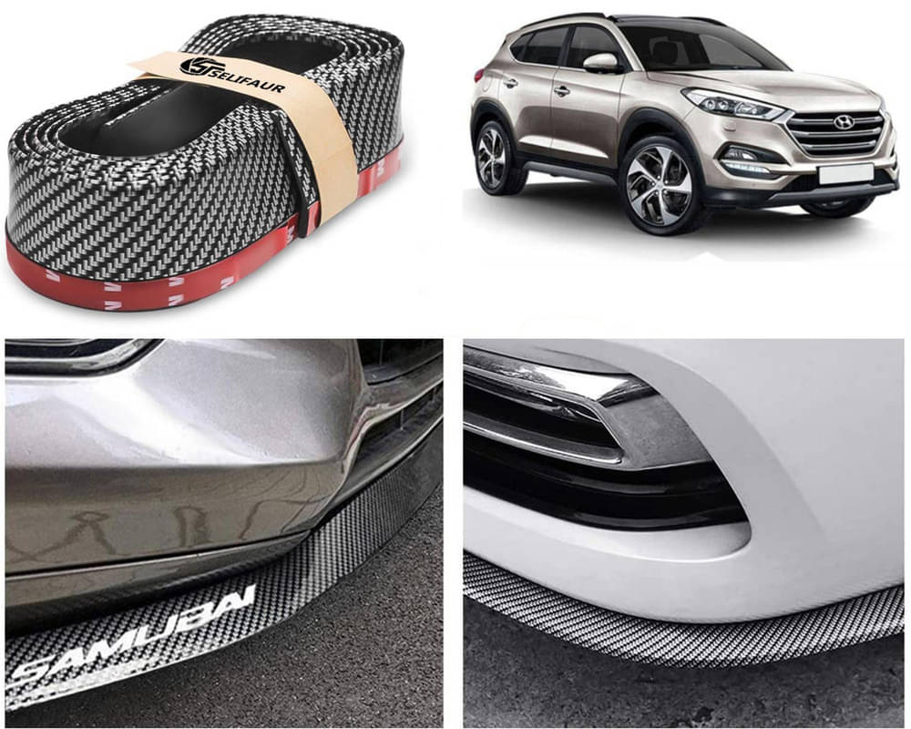     			Car Front Bumper Protector Lip | Car Samurai Bumper Protector | Black Car Body Kit Bumper Lip Side Skirt Rubber Compatible For Tucson