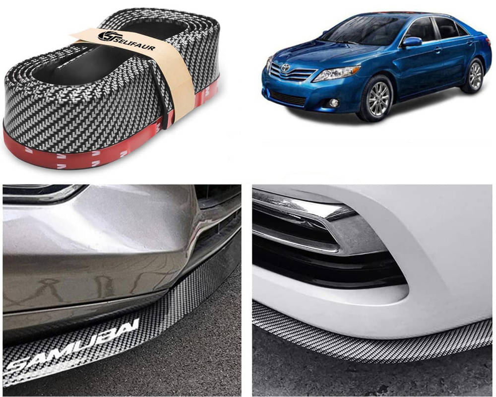     			Car Front Bumper Protector Lip | Car Samurai Bumper Protector | Black Car Body Kit Bumper Lip Side Skirt Rubber Compatible For Camry