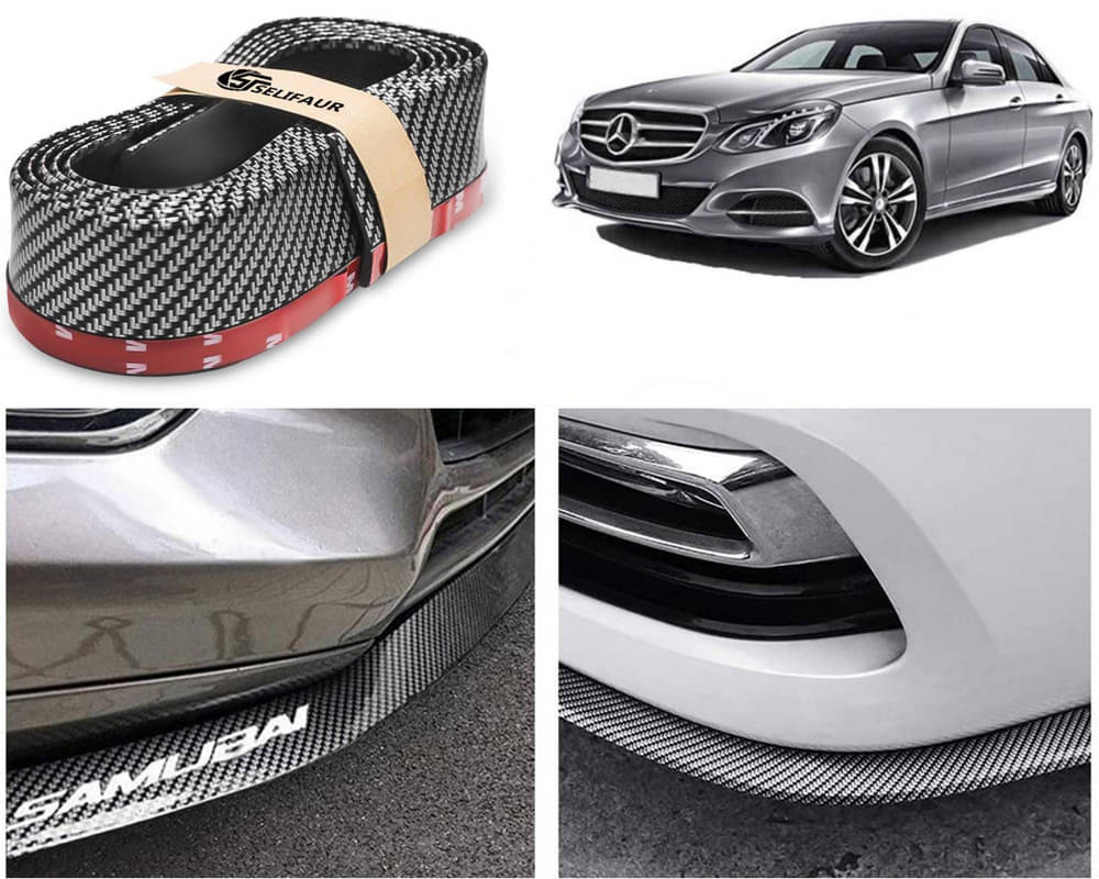     			Car Front Bumper Protector Lip | Car Samurai Bumper Protector | Black Car Body Kit Bumper Lip Side Skirt Rubber Compatible For E220