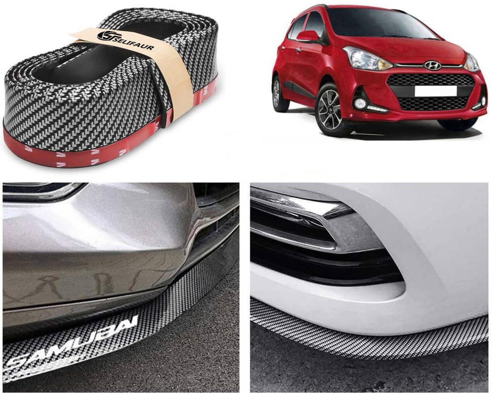 Car Front Bumper Protector Lip | Car Samurai Bumper Protector | Black Car Body Kit Bumper Lip Side Skirt Rubber Compatible For I10 Grand 2017 Car Front Bumper Protector Lip | Car Samurai Bumper Protector | Black Car Body Kit Bumper Lip Side Skirt Rubber Compatible For I10 Grand 2017