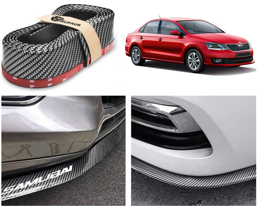 Car Front Bumper Protector Lip | Car Samurai Bumper Protector | Black Car Body Kit Bumper Lip Side Skirt Rubber Compatible For Rapid TSI     			Car Front Bumper Protector Lip | Car Samurai Bumper Protector | Black Car Body Kit Bumper Lip Side Skirt Rubber Compatible For Rapid TSI
