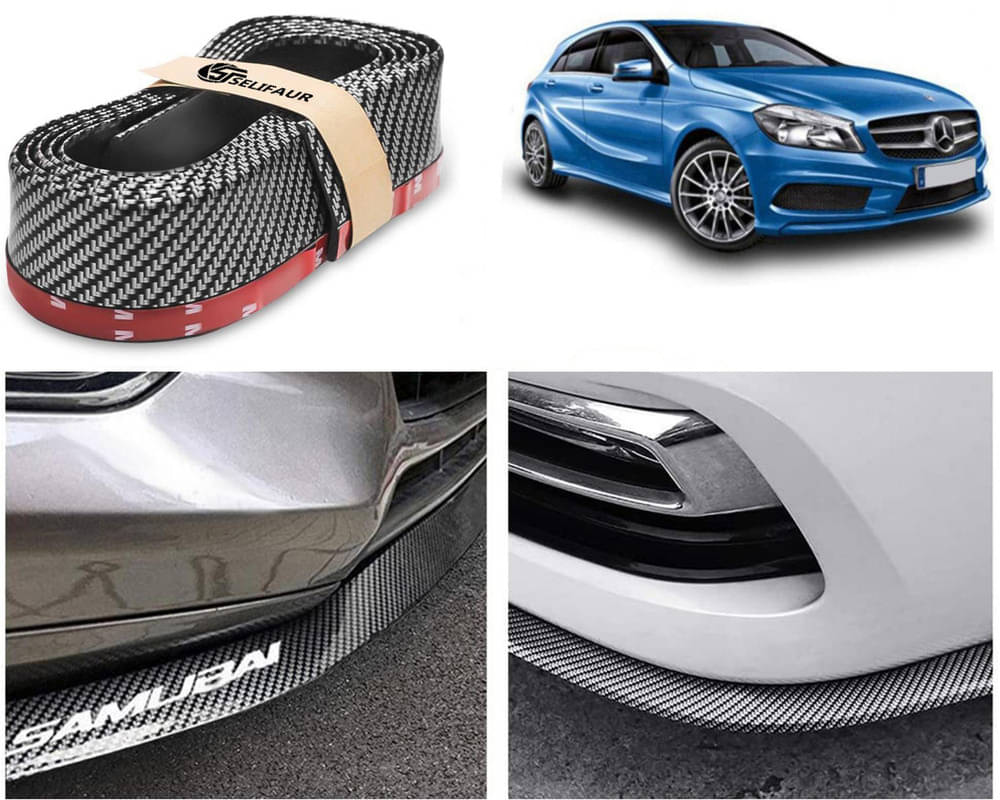     			Car Front Bumper Protector Lip | Car Samurai Bumper Protector | Black Car Body Kit Bumper Lip Side Skirt Rubber Compatible For Benz A Class